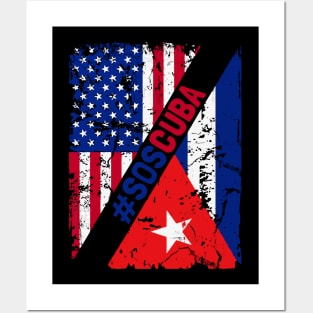 SOS Cuba Flag Free Cuba Libre 2021 Posters and Art